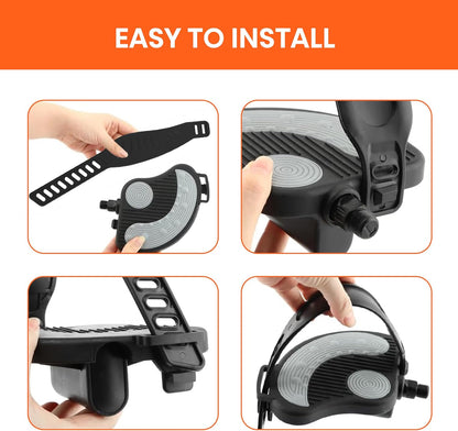 Dual-Function Bike Pedals - 9/16" SPD & Toe Cage Compatible for Road, Mountain, Spin Bikes - Indoor Cycling Pedals for Peloton, Schwinn, Sunny (Multiple Configurations)