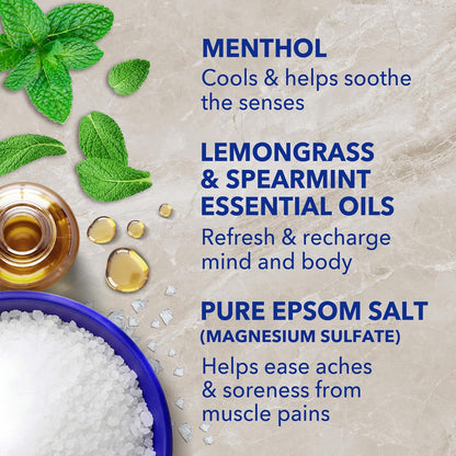 Epsom Salt Magnesium Soak, Pre & Post Workout with Menthol & Essential Oils, 3 lbs