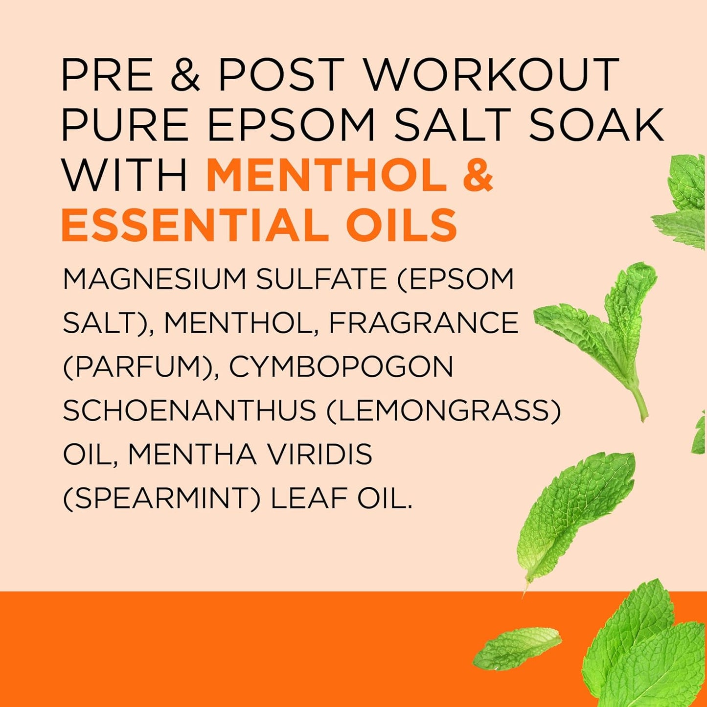 Epsom Salt Magnesium Soak, Pre & Post Workout with Menthol & Essential Oils, 3 lbs