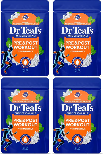 Epsom Salt Magnesium Soak, Pre & Post Workout with Menthol & Essential Oils, 3 lbs