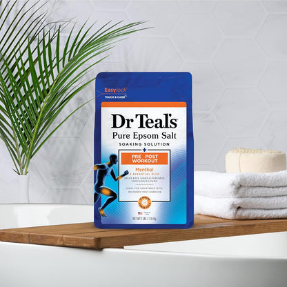 Epsom Salt Magnesium Soak, Pre & Post Workout with Menthol & Essential Oils, 3 lbs