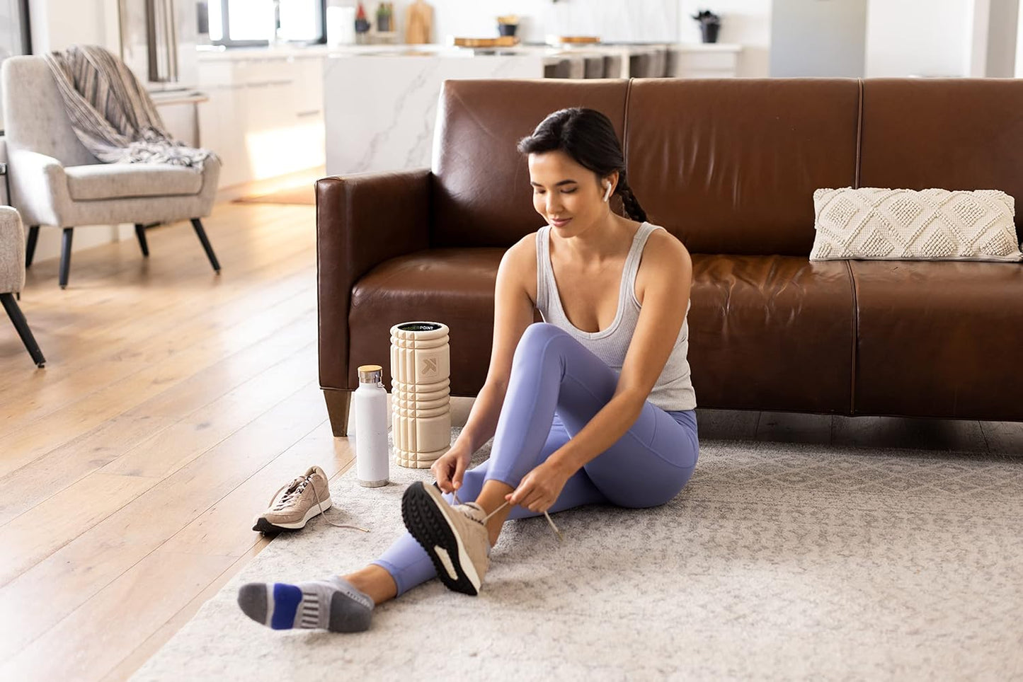 Therapy Grid Patented Multi-Density Foam Massage Roller (30% Renewable Materials) Exercise, Deep Tissue Muscle - Muscle Pain&Tightness, Improves Circulation (13"), Tan