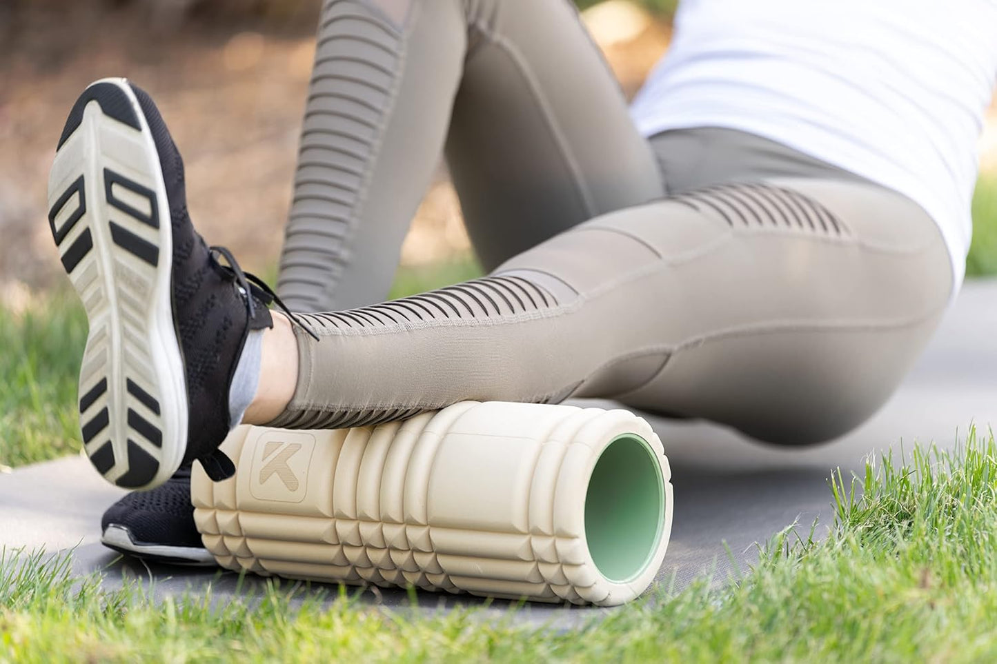 Therapy Grid Patented Multi-Density Foam Massage Roller (30% Renewable Materials) Exercise, Deep Tissue Muscle - Muscle Pain&Tightness, Improves Circulation (13"), Tan