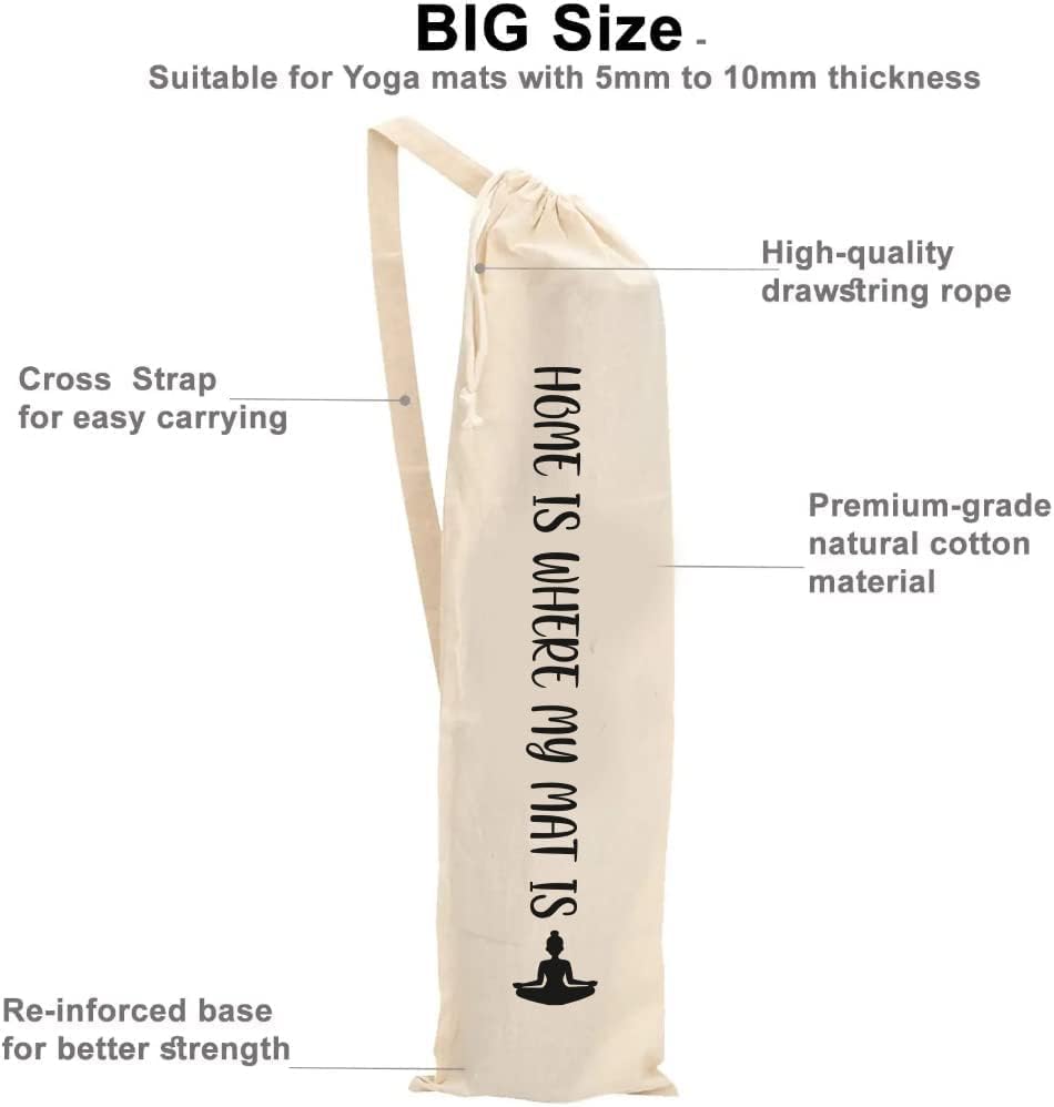 Organic Large Yoga Mat Tote Bag Cover -100% Cotton Lightweight,Washable Yoga Dust Bag With Adjustable Strap Unisex