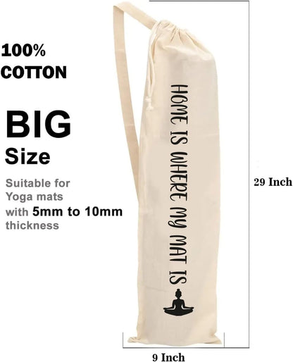Organic Large Yoga Mat Tote Bag Cover -100% Cotton Lightweight,Washable Yoga Dust Bag With Adjustable Strap Unisex