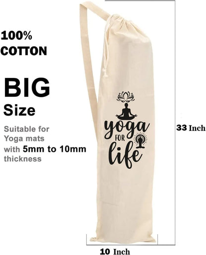 Organic Large Yoga Mat Tote Bag Cover -100% Cotton Lightweight,Washable Yoga Dust Bag With Adjustable Strap Unisex