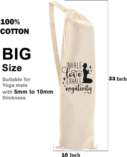 Organic Large Yoga Mat Tote Bag Cover -100% Cotton Lightweight,Washable Yoga Dust Bag With Adjustable Strap Unisex