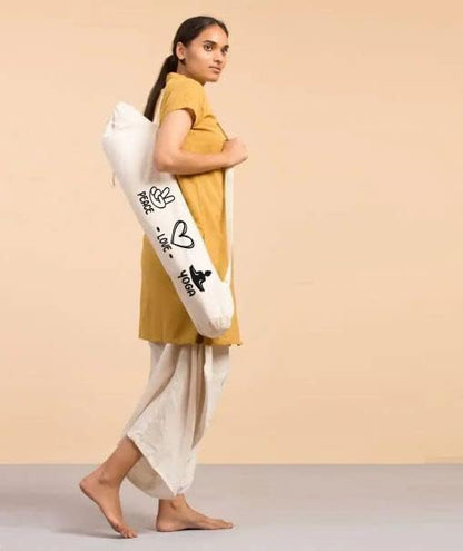 Organic Large Yoga Mat Tote Bag Cover -100% Cotton Lightweight,Washable Yoga Dust Bag With Adjustable Strap Unisex