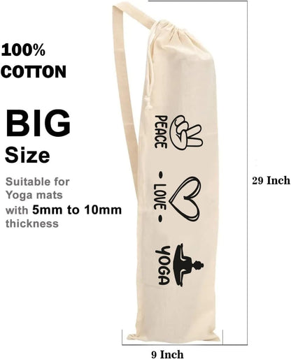 Organic Large Yoga Mat Tote Bag Cover -100% Cotton Lightweight,Washable Yoga Dust Bag With Adjustable Strap Unisex