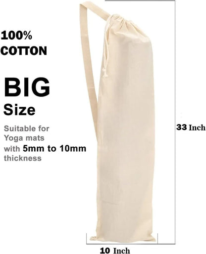 Organic Large Yoga Mat Tote Bag Cover -100% Cotton Lightweight,Washable Yoga Dust Bag With Adjustable Strap Unisex