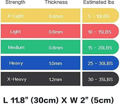 Resistance Loop Bands with Workout Poster 16.5”x 22.4”,Set of 5 Exercise Bands for Crossfit Workout and Physical Training