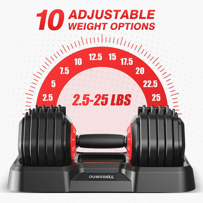 Adjustable Dumbbells Set All in One Free Weights Set for Home Gym | 25/26.5/52.5/55/85lbs Weights Dumbbells Set, 1 Sec Adjust Weights with Anti-Slip Handle for Home Fitness