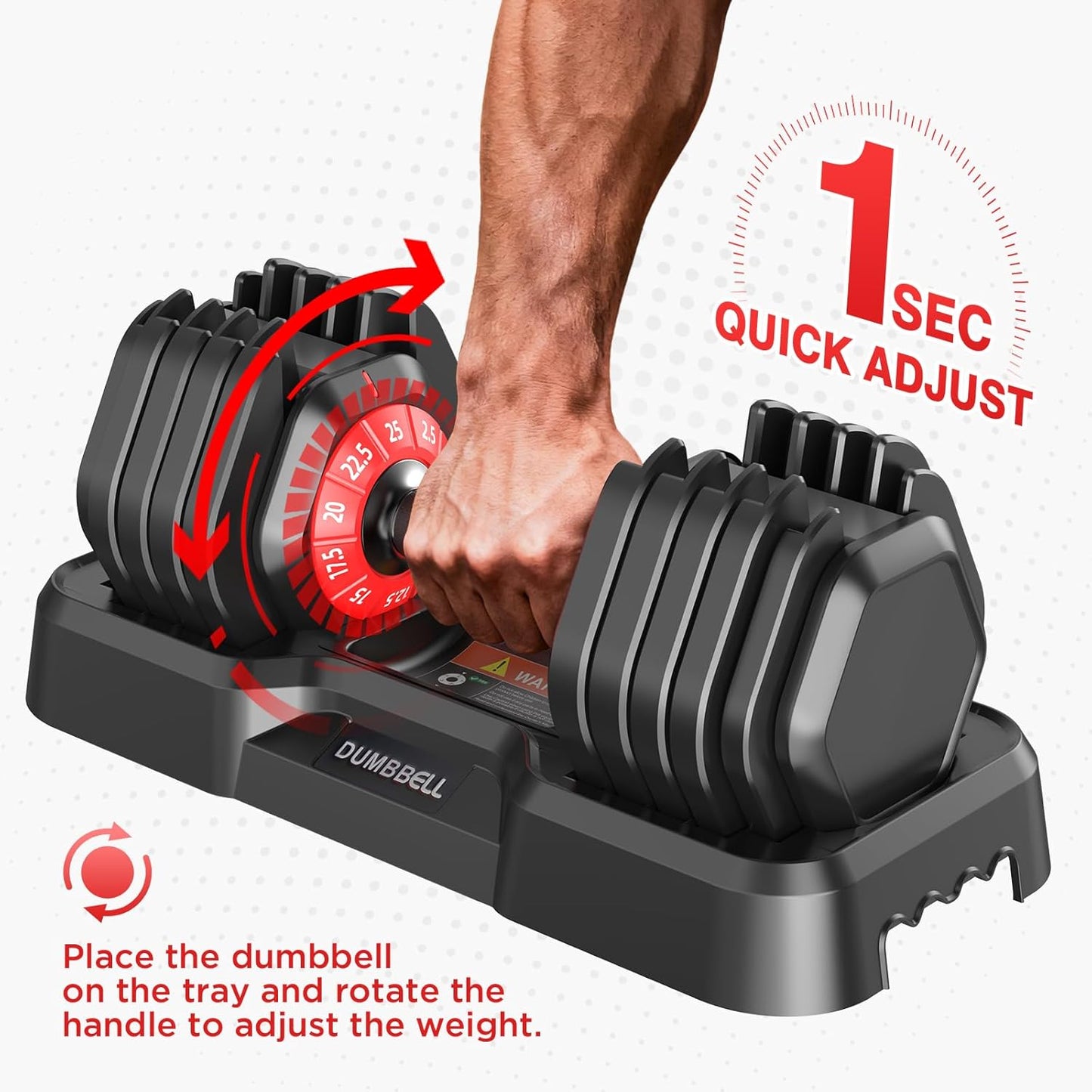 Adjustable Dumbbells Set All in One Free Weights Set for Home Gym | 25/26.5/52.5/55/85lbs Weights Dumbbells Set, 1 Sec Adjust Weights with Anti-Slip Handle for Home Fitness
