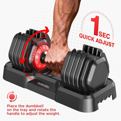 Adjustable Dumbbells Set All in One Free Weights Set for Home Gym | 25/26.5/52.5/55/85lbs Weights Dumbbells Set, 1 Sec Adjust Weights with Anti-Slip Handle for Home Fitness
