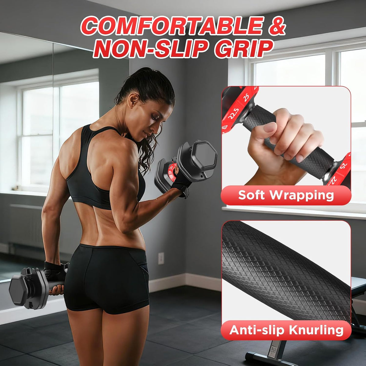 Adjustable Dumbbells Set All in One Free Weights Set for Home Gym | 25/26.5/52.5/55/85lbs Weights Dumbbells Set, 1 Sec Adjust Weights with Anti-Slip Handle for Home Fitness