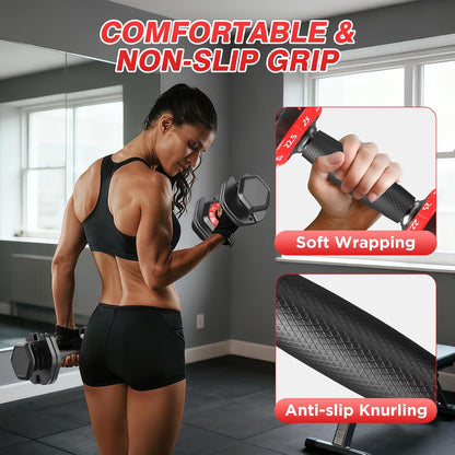 Adjustable Dumbbells Set All in One Free Weights Set for Home Gym | 25/26.5/52.5/55/85lbs Weights Dumbbells Set, 1 Sec Adjust Weights with Anti-Slip Handle for Home Fitness