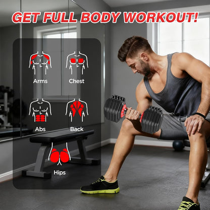 Adjustable Dumbbells Set All in One Free Weights Set for Home Gym | 25/26.5/52.5/55/85lbs Weights Dumbbells Set, 1 Sec Adjust Weights with Anti-Slip Handle for Home Fitness