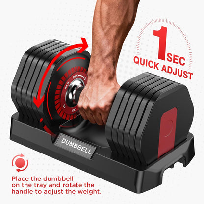 Adjustable Dumbbells Set All in One Free Weights Set for Home Gym | 25/26.5/52.5/55/85lbs Weights Dumbbells Set, 1 Sec Adjust Weights with Anti-Slip Handle for Home Fitness