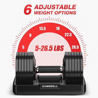 Adjustable Dumbbells Set All in One Free Weights Set for Home Gym | 25/26.5/52.5/55/85lbs Weights Dumbbells Set, 1 Sec Adjust Weights with Anti-Slip Handle for Home Fitness