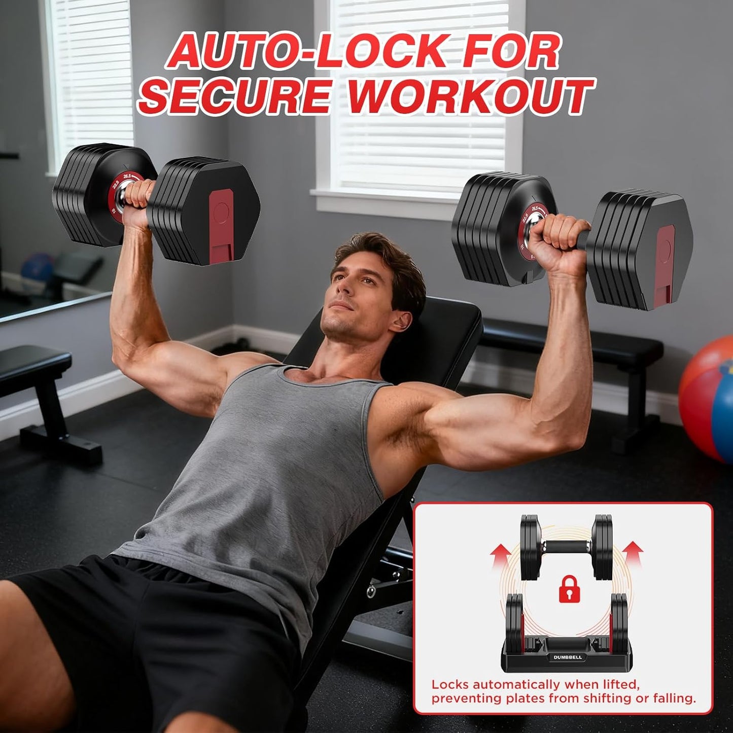 Adjustable Dumbbells Set All in One Free Weights Set for Home Gym | 25/26.5/52.5/55/85lbs Weights Dumbbells Set, 1 Sec Adjust Weights with Anti-Slip Handle for Home Fitness