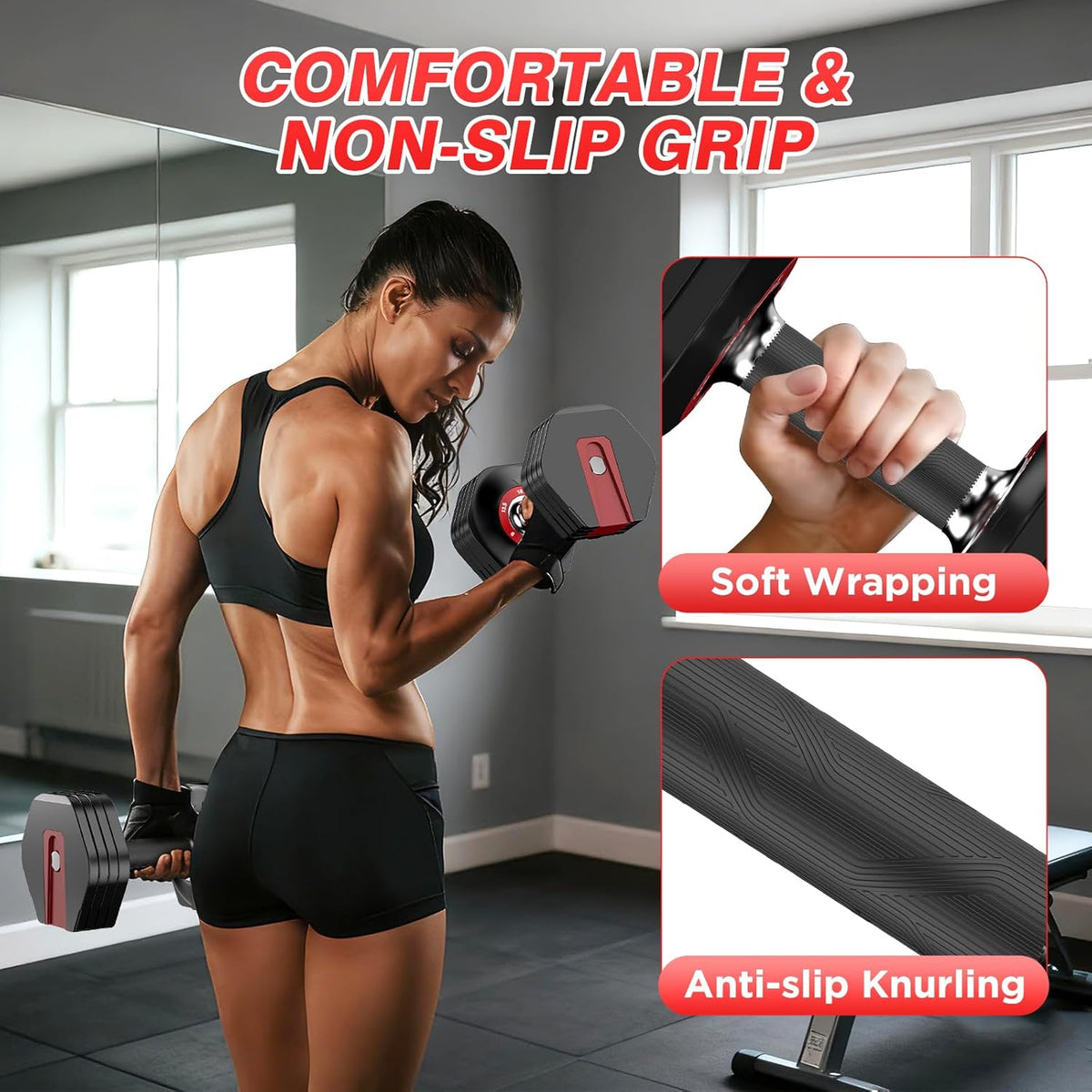 Adjustable Dumbbells Set All in One Free Weights Set for Home Gym | 25/26.5/52.5/55/85lbs Weights Dumbbells Set, 1 Sec Adjust Weights with Anti-Slip Handle for Home Fitness
