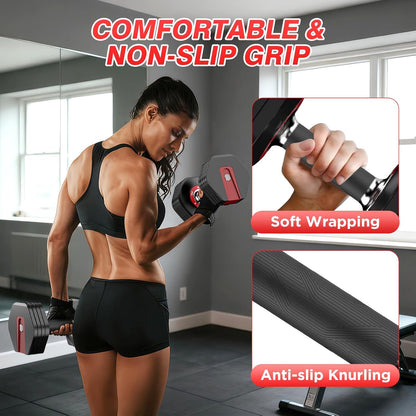 Adjustable Dumbbells Set All in One Free Weights Set for Home Gym | 25/26.5/52.5/55/85lbs Weights Dumbbells Set, 1 Sec Adjust Weights with Anti-Slip Handle for Home Fitness