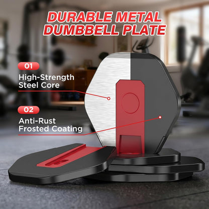 Adjustable Dumbbells Set All in One Free Weights Set for Home Gym | 25/26.5/52.5/55/85lbs Weights Dumbbells Set, 1 Sec Adjust Weights with Anti-Slip Handle for Home Fitness
