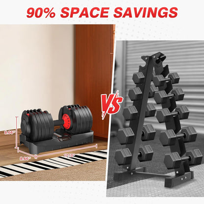 Adjustable Dumbbells Set All in One Free Weights Set for Home Gym | 25/26.5/52.5/55/85lbs Weights Dumbbells Set, 1 Sec Adjust Weights with Anti-Slip Handle for Home Fitness