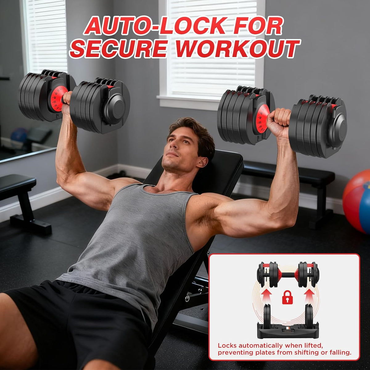 Adjustable Dumbbells Set All in One Free Weights Set for Home Gym | 25/26.5/52.5/55/85lbs Weights Dumbbells Set, 1 Sec Adjust Weights with Anti-Slip Handle for Home Fitness