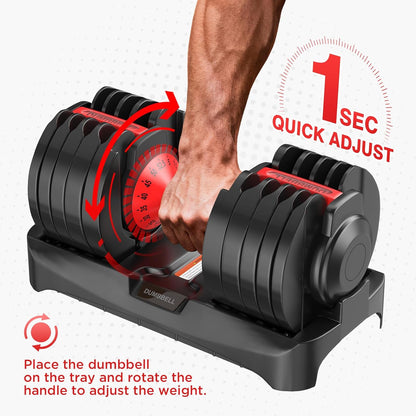 Adjustable Dumbbells Set All in One Free Weights Set for Home Gym | 25/26.5/52.5/55/85lbs Weights Dumbbells Set, 1 Sec Adjust Weights with Anti-Slip Handle for Home Fitness