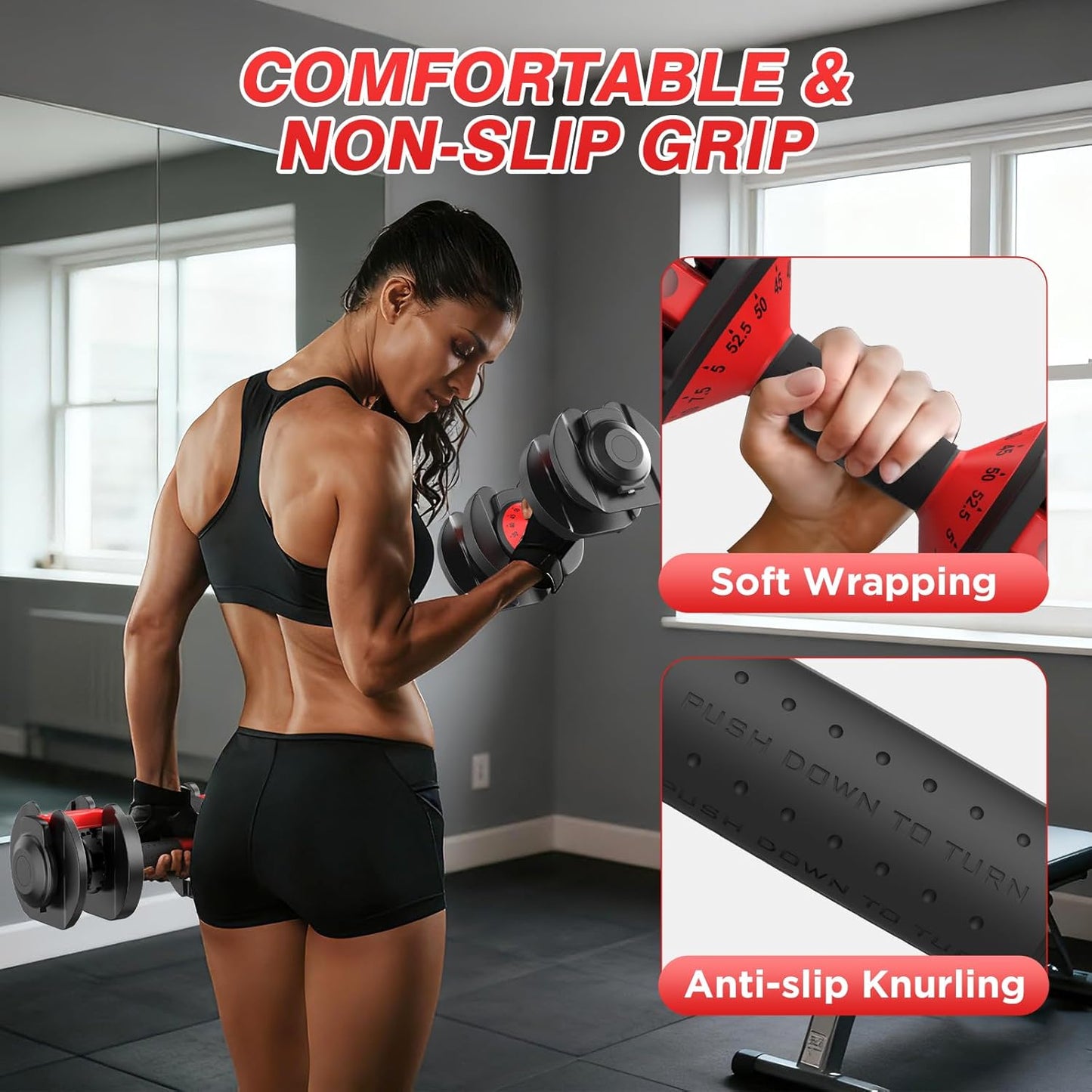 Adjustable Dumbbells Set All in One Free Weights Set for Home Gym | 25/26.5/52.5/55/85lbs Weights Dumbbells Set, 1 Sec Adjust Weights with Anti-Slip Handle for Home Fitness