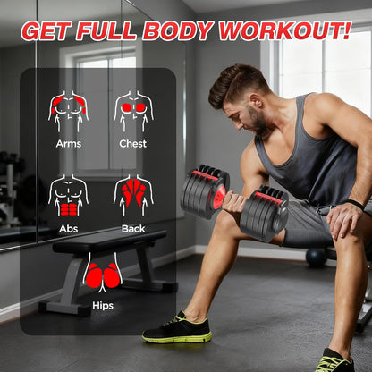 Adjustable Dumbbells Set All in One Free Weights Set for Home Gym | 25/26.5/52.5/55/85lbs Weights Dumbbells Set, 1 Sec Adjust Weights with Anti-Slip Handle for Home Fitness