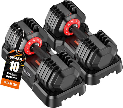 Adjustable Dumbbells Set All in One Free Weights Set for Home Gym | 25/26.5/52.5/55/85lbs Weights Dumbbells Set, 1 Sec Adjust Weights with Anti-Slip Handle for Home Fitness