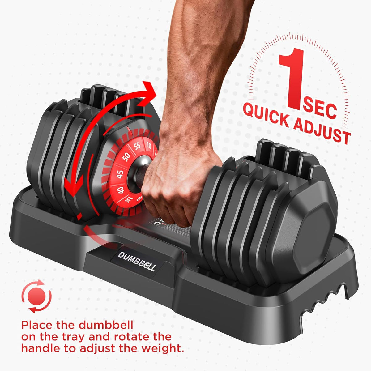 Adjustable Dumbbells Set All in One Free Weights Set for Home Gym | 25/26.5/52.5/55/85lbs Weights Dumbbells Set, 1 Sec Adjust Weights with Anti-Slip Handle for Home Fitness