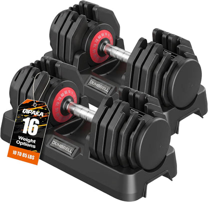 Adjustable Dumbbells Set All in One Free Weights Set for Home Gym | 25/26.5/52.5/55/85lbs Weights Dumbbells Set, 1 Sec Adjust Weights with Anti-Slip Handle for Home Fitness
