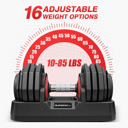 Adjustable Dumbbells Set All in One Free Weights Set for Home Gym | 25/26.5/52.5/55/85lbs Weights Dumbbells Set, 1 Sec Adjust Weights with Anti-Slip Handle for Home Fitness