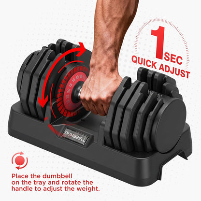 Adjustable Dumbbells Set All in One Free Weights Set for Home Gym | 25/26.5/52.5/55/85lbs Weights Dumbbells Set, 1 Sec Adjust Weights with Anti-Slip Handle for Home Fitness