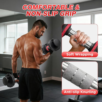 Adjustable Dumbbells Set All in One Free Weights Set for Home Gym | 25/26.5/52.5/55/85lbs Weights Dumbbells Set, 1 Sec Adjust Weights with Anti-Slip Handle for Home Fitness