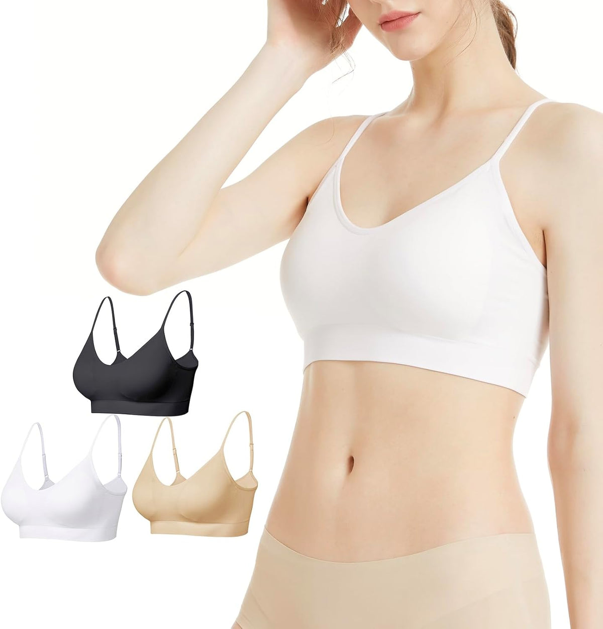 Padded Bralette for Women Straps Sleep Bras Seamless Yoga Sport Bras
