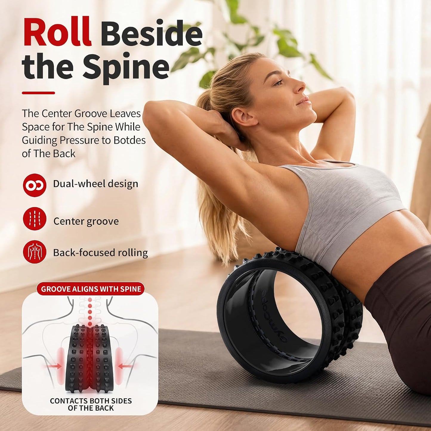 Back Roller for Back Pain Reliefn & Stretching, Deep Tissue Massage Roller Supports Up to 530 lbs / 240 kg, 5.5''-7.5'' Curved Foam Roller for Home Physical Stretching (Blue, Medium)