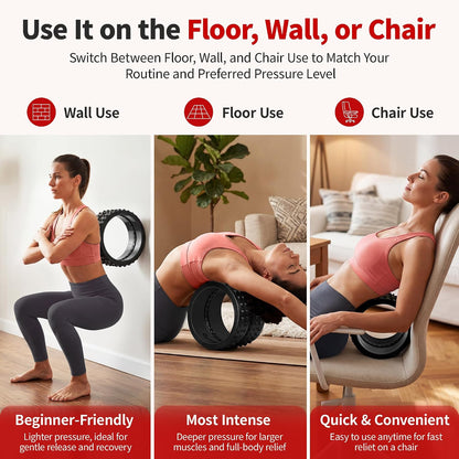 Back Roller for Back Pain Reliefn & Stretching, Deep Tissue Massage Roller Supports Up to 530 lbs / 240 kg, 5.5''-7.5'' Curved Foam Roller for Home Physical Stretching (Blue, Medium)