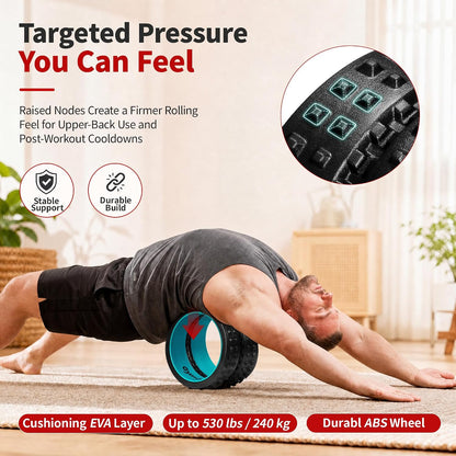 Back Roller for Back Pain Reliefn & Stretching, Deep Tissue Massage Roller Supports Up to 530 lbs / 240 kg, 5.5''-7.5'' Curved Foam Roller for Home Physical Stretching (Blue, Medium)