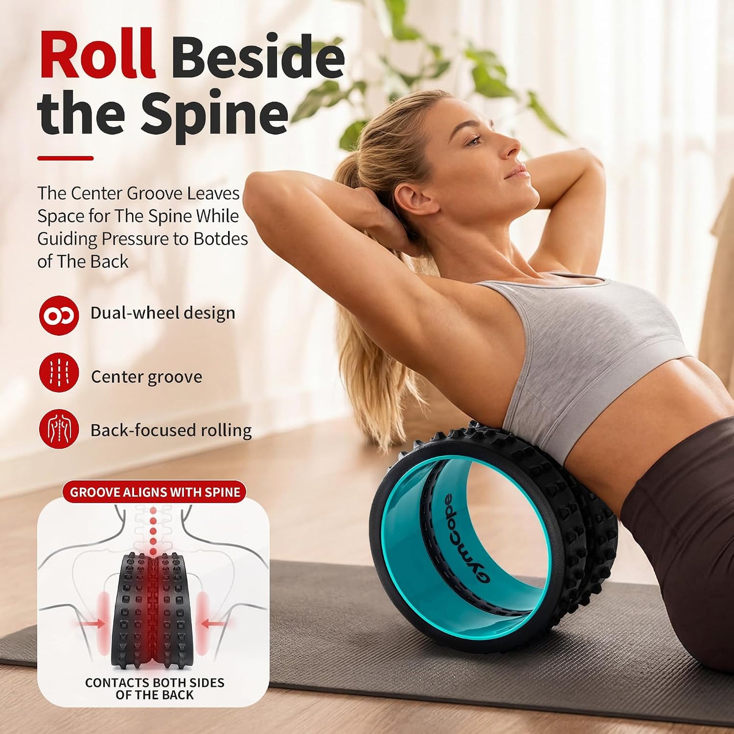 Back Roller for Back Pain Reliefn & Stretching, Deep Tissue Massage Roller Supports Up to 530 lbs / 240 kg, 5.5''-7.5'' Curved Foam Roller for Home Physical Stretching (Blue, Medium)