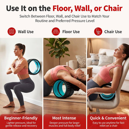 Back Roller for Back Pain Reliefn & Stretching, Deep Tissue Massage Roller Supports Up to 530 lbs / 240 kg, 5.5''-7.5'' Curved Foam Roller for Home Physical Stretching (Blue, Medium)