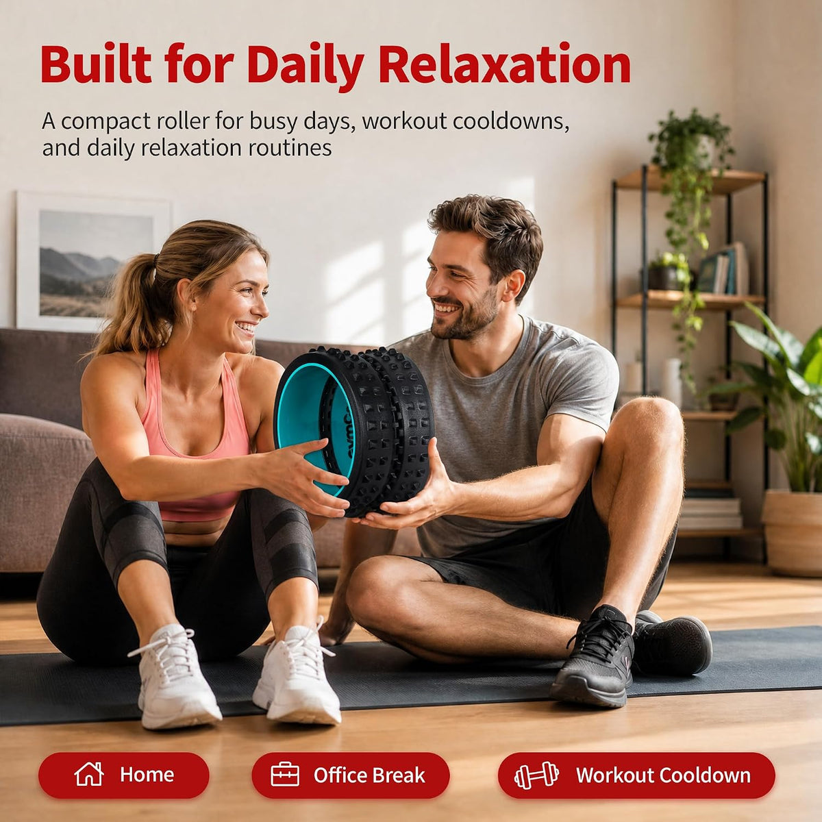 Back Roller for Back Pain Reliefn & Stretching, Deep Tissue Massage Roller Supports Up to 530 lbs / 240 kg, 5.5''-7.5'' Curved Foam Roller for Home Physical Stretching (Blue, Medium)