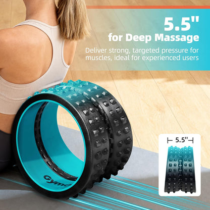 Back Roller for Back Pain Reliefn & Stretching, Deep Tissue Massage Roller Supports Up to 530 lbs / 240 kg, 5.5''-7.5'' Curved Foam Roller for Home Physical Stretching (Blue, Medium)