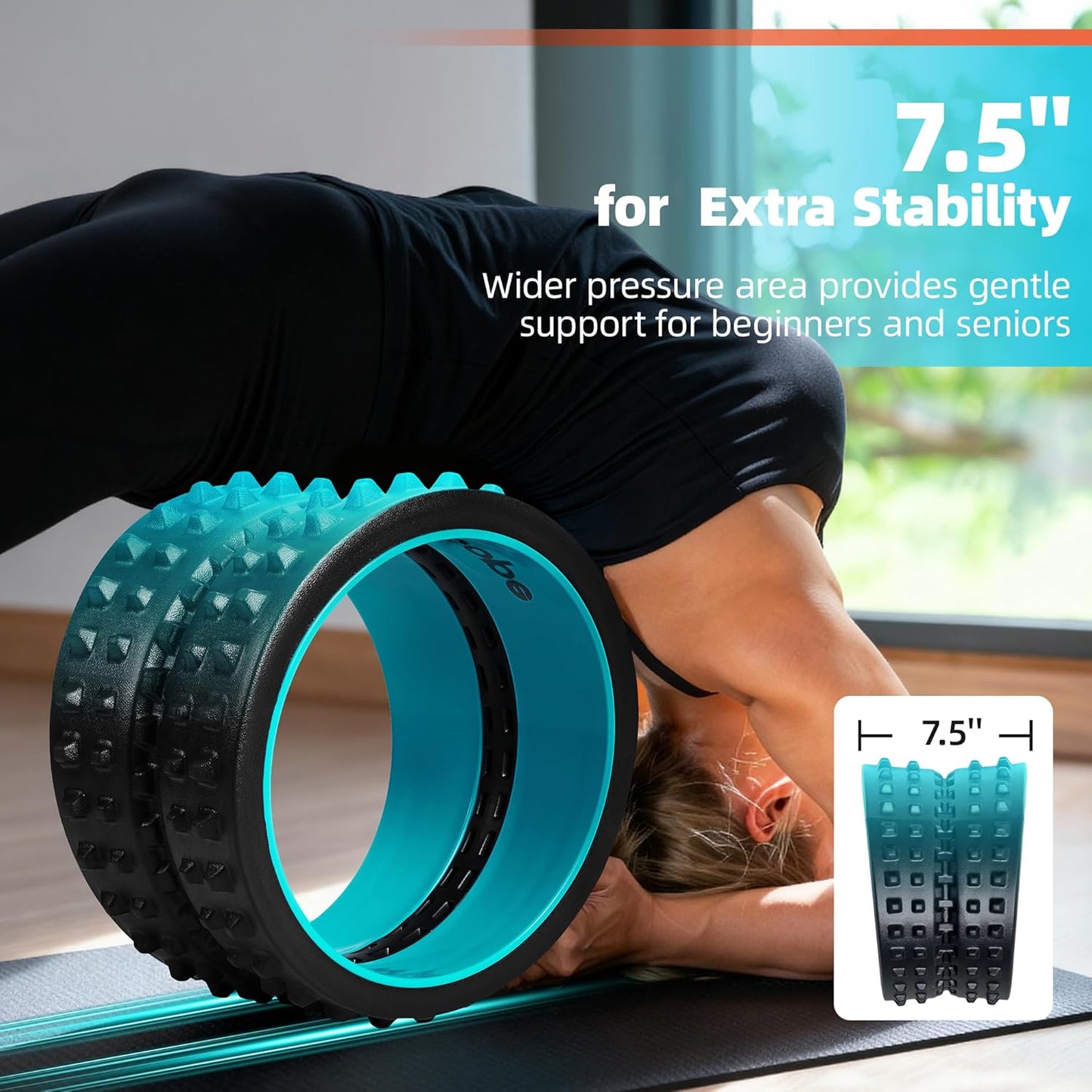 Back Roller for Back Pain Reliefn & Stretching, Deep Tissue Massage Roller Supports Up to 530 lbs / 240 kg, 5.5''-7.5'' Curved Foam Roller for Home Physical Stretching (Blue, Medium)