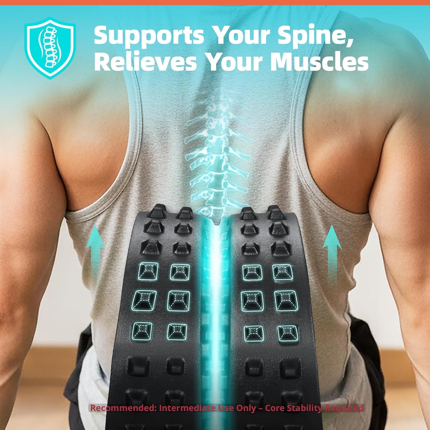 Back Roller for Back Pain Reliefn & Stretching, Deep Tissue Massage Roller Supports Up to 530 lbs / 240 kg, 5.5''-7.5'' Curved Foam Roller for Home Physical Stretching (Blue, Medium)