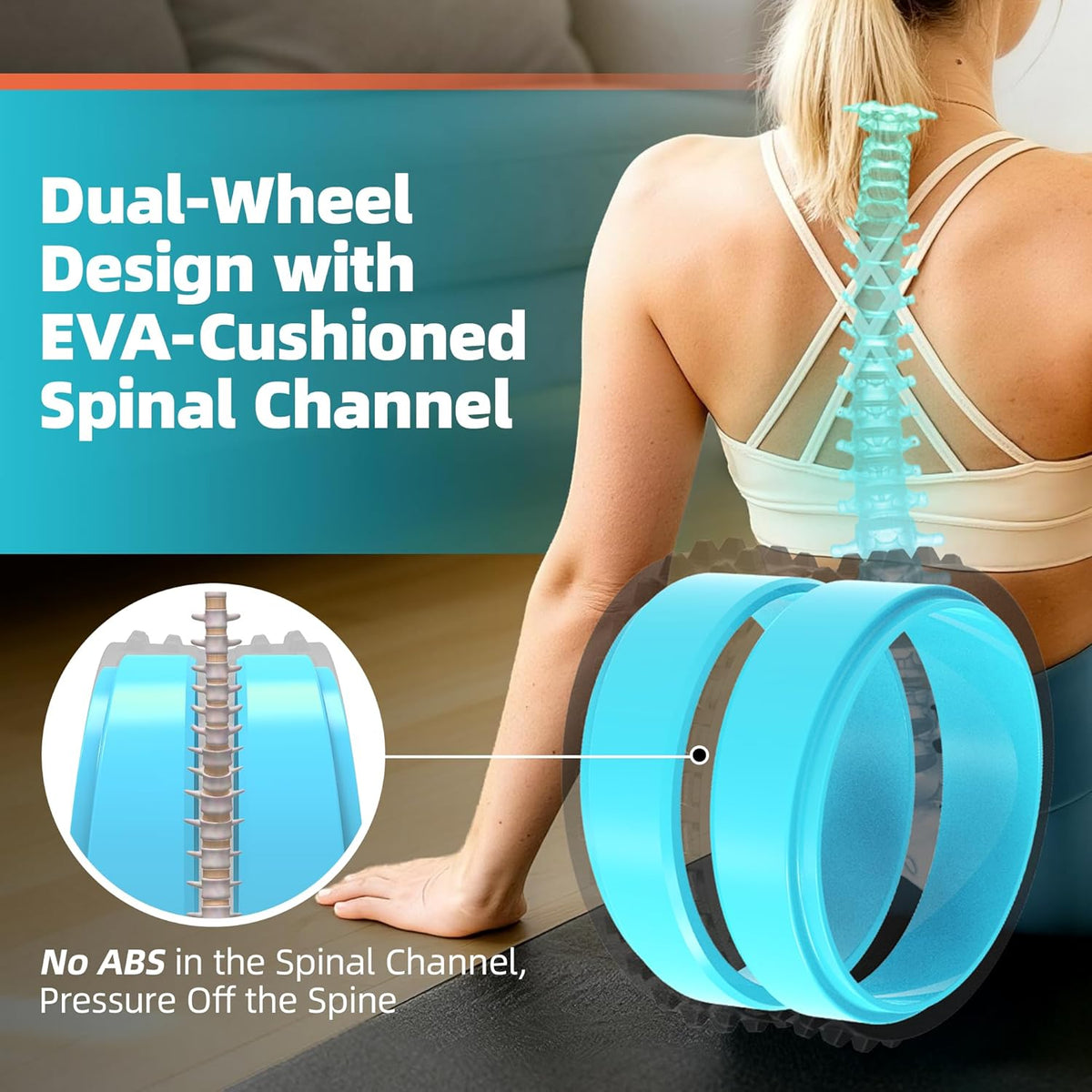 Back Roller for Back Pain Reliefn & Stretching, Deep Tissue Massage Roller Supports Up to 530 lbs / 240 kg, 5.5''-7.5'' Curved Foam Roller for Home Physical Stretching (Blue, Medium)