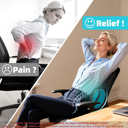 Back Roller for Back Pain Reliefn & Stretching, Deep Tissue Massage Roller Supports Up to 530 lbs / 240 kg, 5.5''-7.5'' Curved Foam Roller for Home Physical Stretching (Blue, Medium)